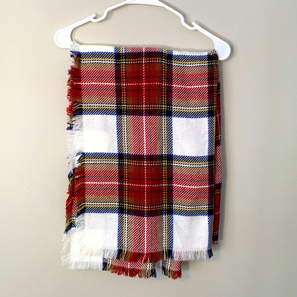 Merona Plaid Winter Wrap/Scarf - Red/Off White